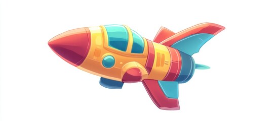 Colorful Cartoon Rocket Illustration for Space Exploration Adventures