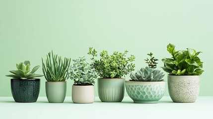 Fototapeta premium Elegant Mix of Indoor and Outdoor Potted Plants for Green Interior Design and Home Decor