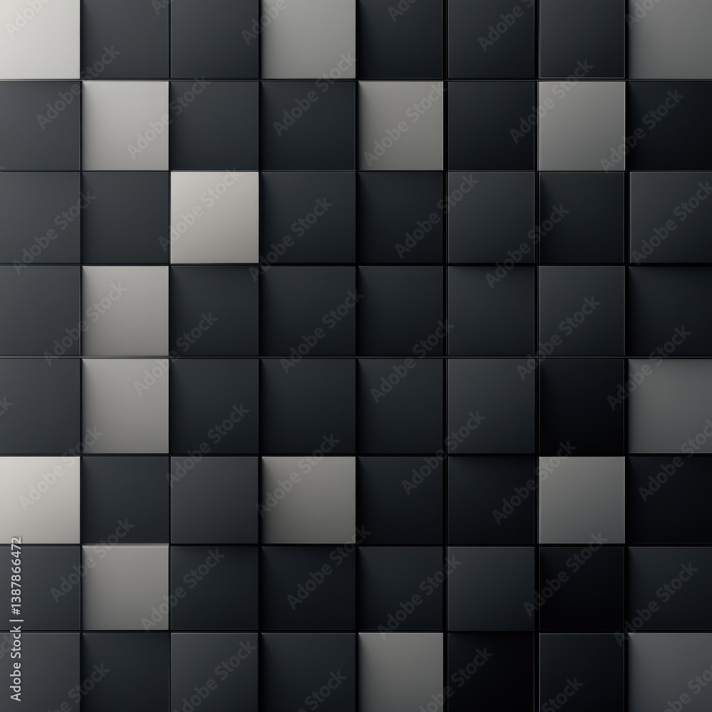 Poster Modern checkerboard pattern with gradient shading and elegant depth effect in soft tones