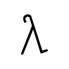 Stylized black lambda character symbol. Clean vector illustration on white. Ideal for physics, mathematics, coding, academic, and symbolic design themes.