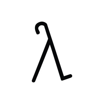 Stylized black lambda character symbol. Clean vector illustration on white. Ideal for physics, mathematics, coding, academic, and symbolic design themes.