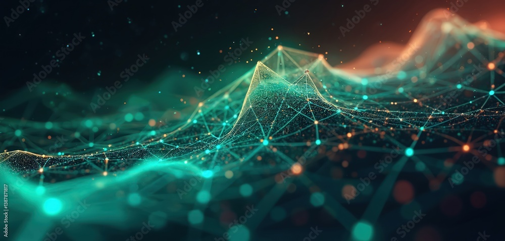 Aufkleber Abstract tech background. Polygonal diagram grid blurred lines dark. Analytics data algorithms computing concept. Big Data. Banner for business science technology. Futuristic digital design.