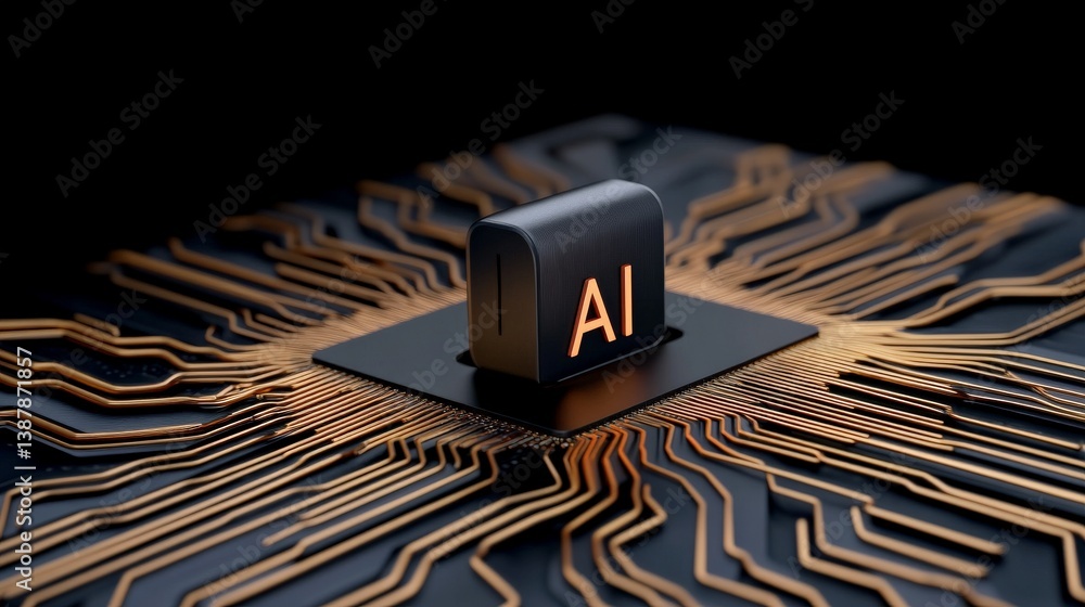 Poster ai concept with circuit board design and glow effect