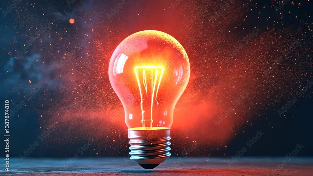 Poster exploding light bulb reveals a vibrant explosion of colors and ideas generative ai