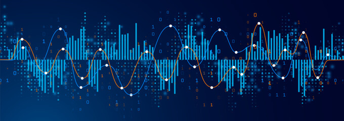 Financial chart with uptrend graph and stock market numbers displayed on a gradient blue background illustrating data trends economic growth and market dynamics in a structured digital format