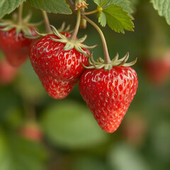 Tres fresas silvestres juntas en una hermosa imagen