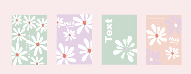Abstract design, summer background, floral pattern notepad, Retro style vector daisy flowers, Cute summer prints for school cover