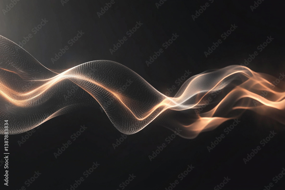 Poster abstract glowing wave background with dynamic particles on dark backdrop