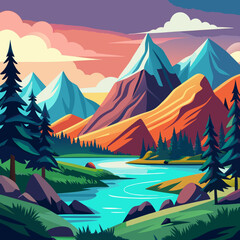 winter landscape with mountains