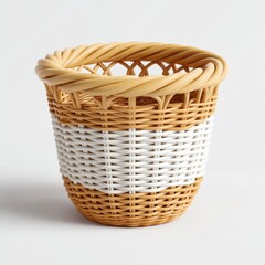 Obraz premium Woven Basket with Twisted Rim in Natural and White Colors
