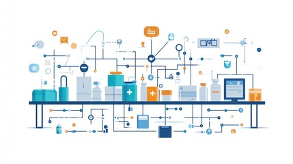 Obraz premium Pharmaceutical Production Process Diagram