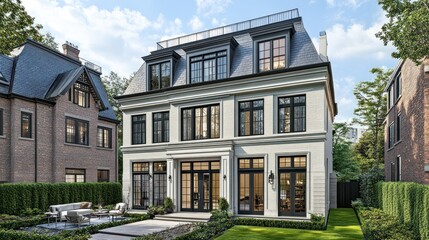 Fototapeta premium A grand residential building of luxurious design and modern features