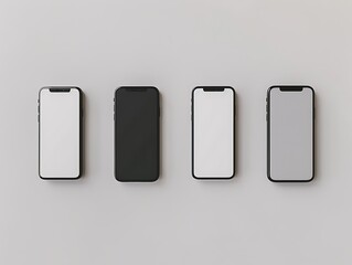 Mobile phone mockups showcasing various scenes with vibrant screens in modern settings