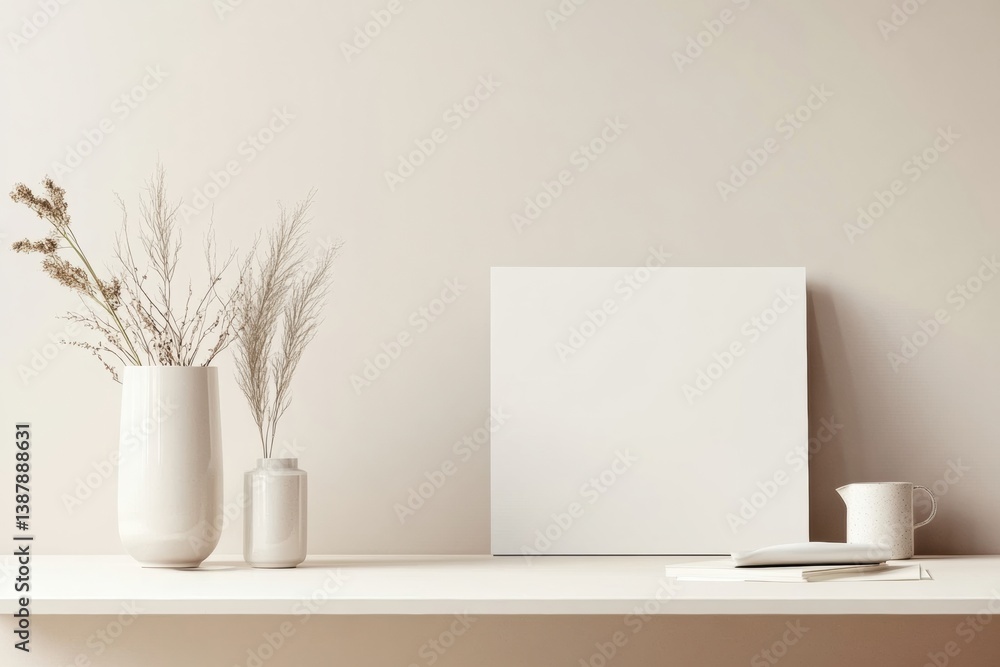 Aufkleber modern minimalist desk calendar with blank grid and soft neutral tones for elegant workspace organiz