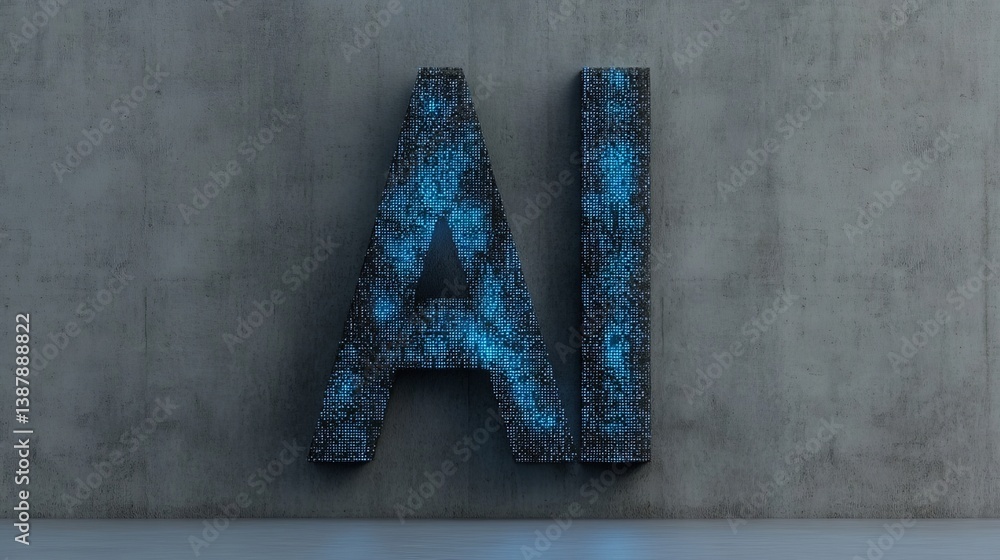 Poster abstract representation of artificial intelligence on concrete background