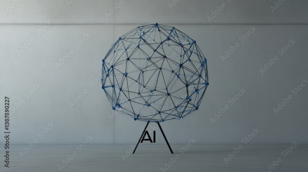 Poster futuristic geometric structure representing artificial intelligence concept