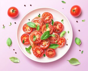 Lavender background with bruschetta plate  highquality photo