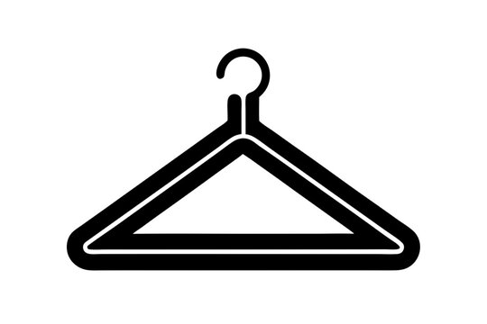recommend clip art: A simple black clothes hanger silhouette for garment storage.