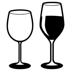 Wine glasses silhouette vector for beverage and drink designs.