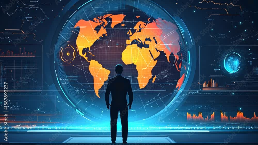 Poster global connectivity through digital technology in modern analytics generative ai