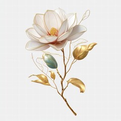 Elegant Floral Design with Gold Accents on a Light Background