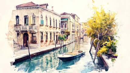 Venetian Architecture and Water Canal in Venice with Sepia-Tone Aesthetic, Rich Details, and Soft Lighting in Oil Painting