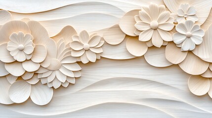 Intricate Wood Carving with Floral Patterns and Textured Design for Artistic Inspiration