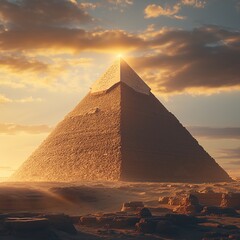 photorealistic ancient Egyptian pyramid with vibrant colors, capturing the grandeur of Egypt’s history
