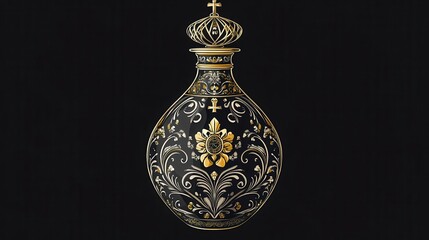 Elegant Antique Black and Gold Decorative Bottle