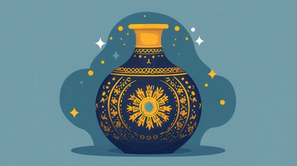 Colorful Decorative Pot with Elegant Design Elements