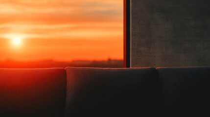 Sunset view from a modern sofa