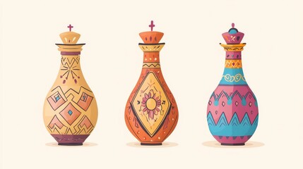 Colorful Decorative Vases with Unique Patterns