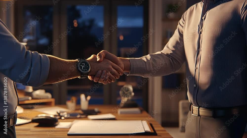 Poster engineers collaborate on architecture at handshake meeting generative ai