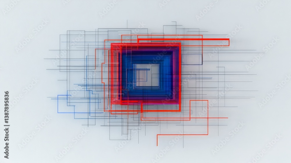 Poster abstract geometric pattern with lines and squares in vibrant colors