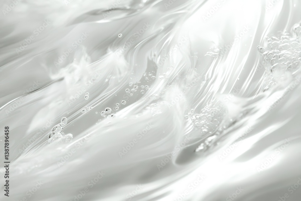 Poster abstract close-up of a translucent, viscous substance with air bubbles, creating a flowing, wavy tex