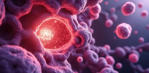 Cancer cells under microscope reveal intricate structures and vibrant colors that captivate