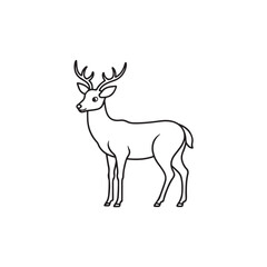 Isolated brown deer silhouette vector illustration of a wild mammal with antlers