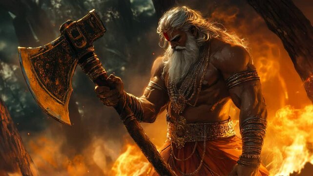 Celebrating parshuram jayanti lord parshuram depicted with his iconic axe in traditional style