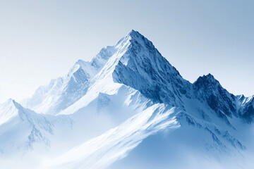 Obraz premium Majestic Snow Capped Mountain Range Under Pale Blue Sky Landscape
