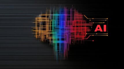 Colorful Digital Brain with Artificial Intelligence Concept Design