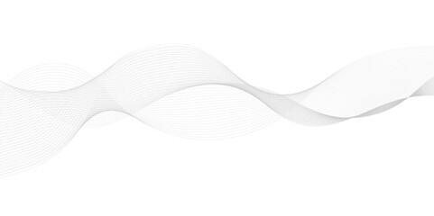 Fototapeta premium Abstract white and gray business wave technology voice concept line on transparent background. Vector minimalist wavy line art design, modern digital flowing wave pattern