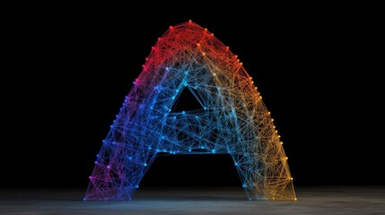 Colorful Wireframe Letter A in Abstract 3D Representation