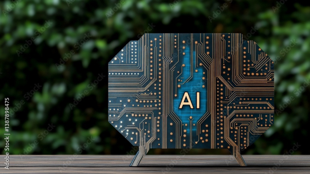 Poster artistic representation of ai in circuit board design with nature background