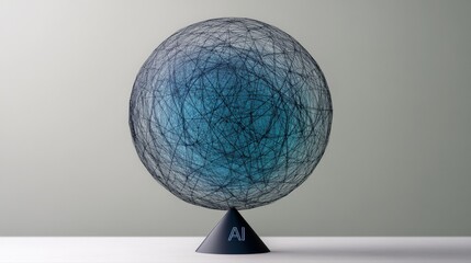 Abstract 3D Sphere Design with AI Theme and Blue Tones