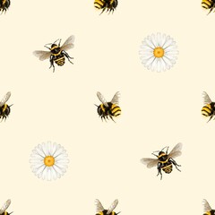 seamless pattern with bees