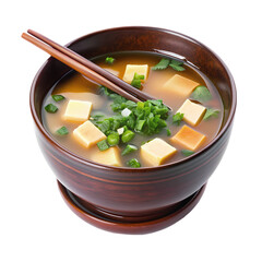 Miso Soup Recipe: Authentic Japanese Miso Shiru isolated on transparent background