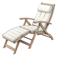 Wooden Reclining Lounge Chair on transparent background