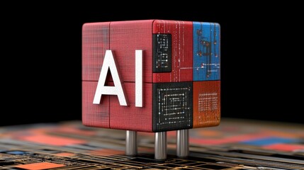 Abstract Illustration of AI Concepts with Colorful Geometric Cube