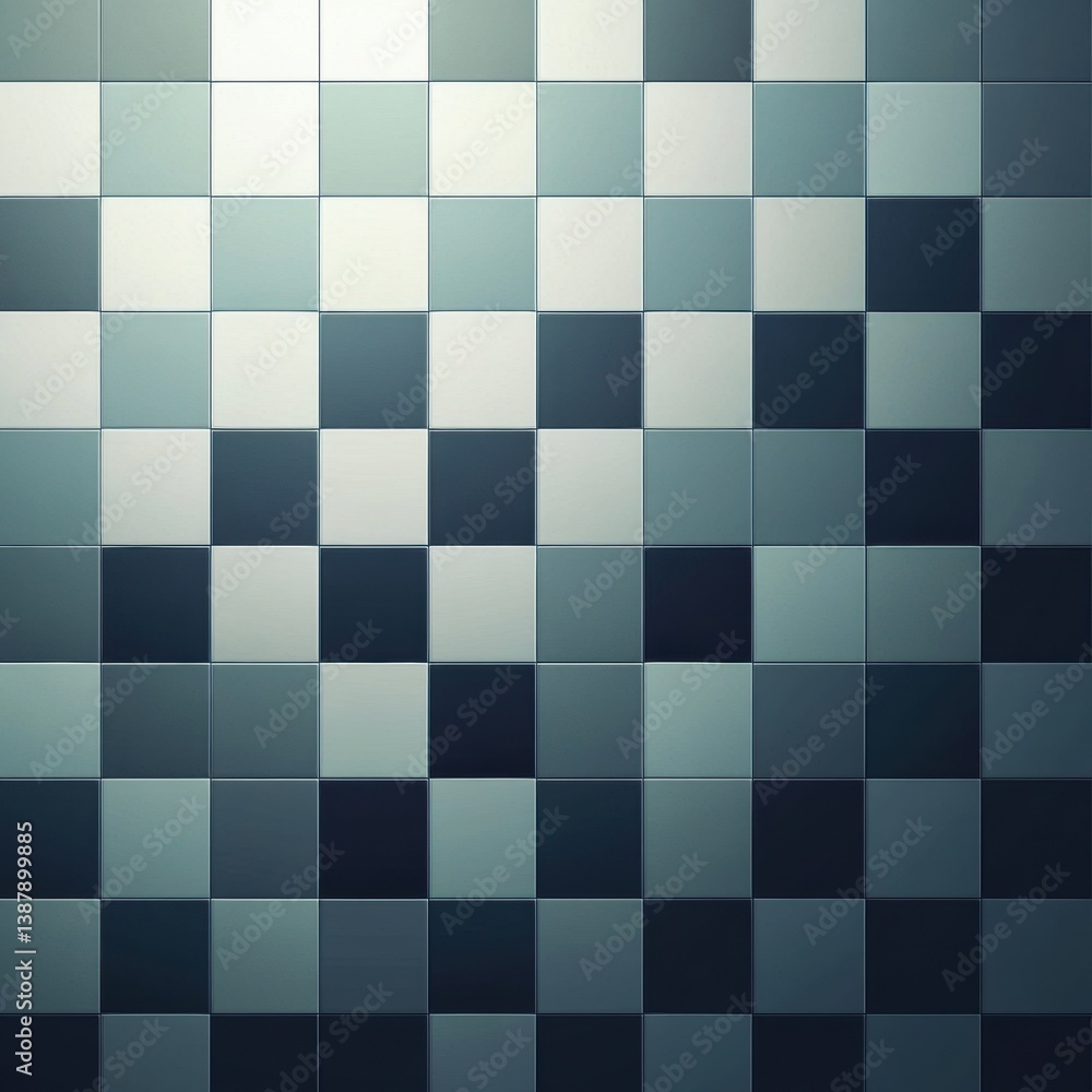 Poster Elegant checkerboard pattern with gradient squares creating a smooth modern aesthetic in soft tones and subtle depth effects