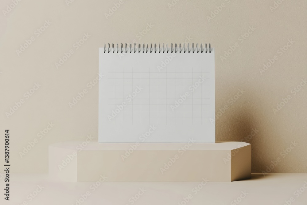 Poster modern desk calendar featuring blank grid design in soft neutral tones for minimalistic planning and
